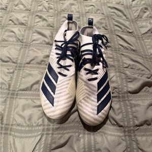 Adidas White and Blue Athletic Cleats